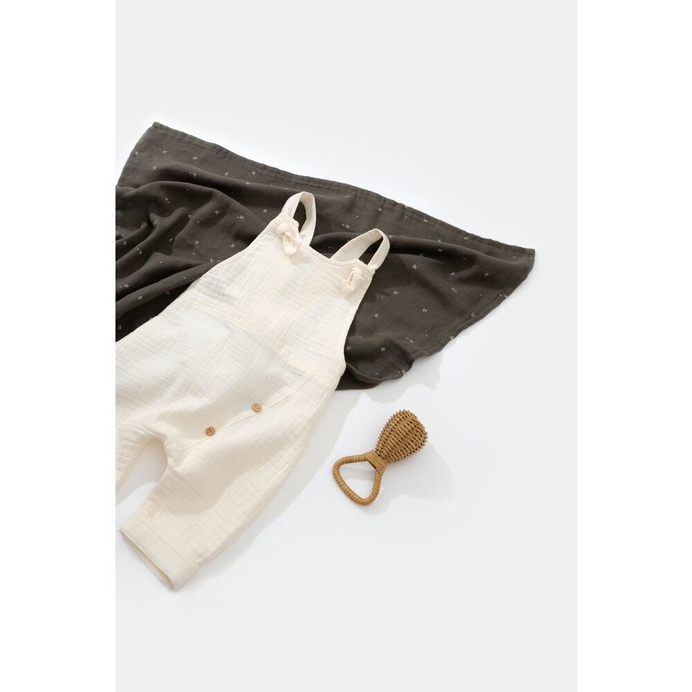 Organic Cotton Baby Overalls White 9-12M GOTS Certified Romper - Picture 4 of 8